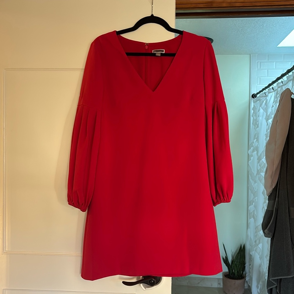 Chelsea28 hot pink V-Neck Sheath Dress with Bishop Sleeves